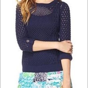 Lilly Pulitzer Summer Sweater Navy Crew Neck